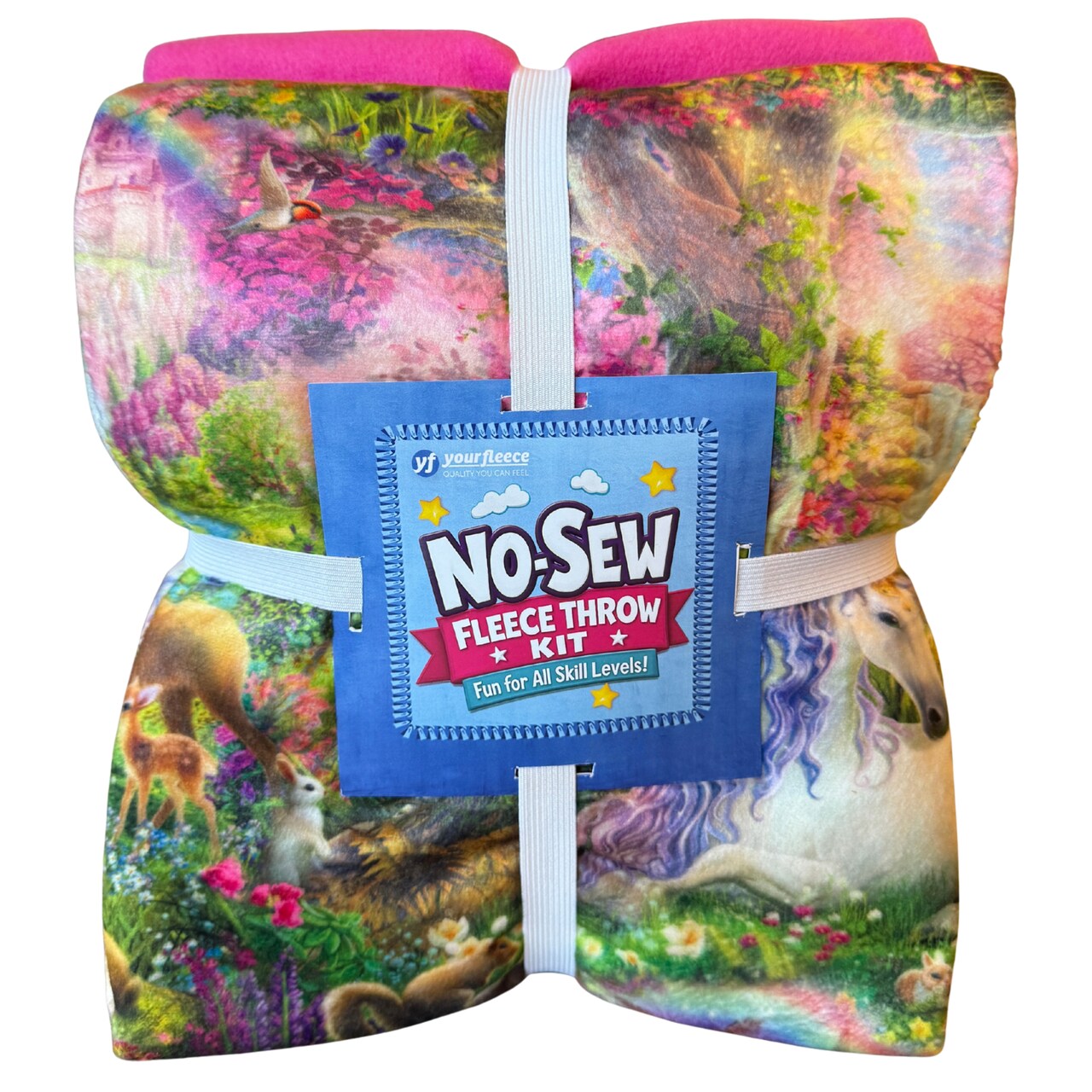 Unicorn Fairytale Silky Premium Fleece No-Sew Throw Fleece Fabric Kit